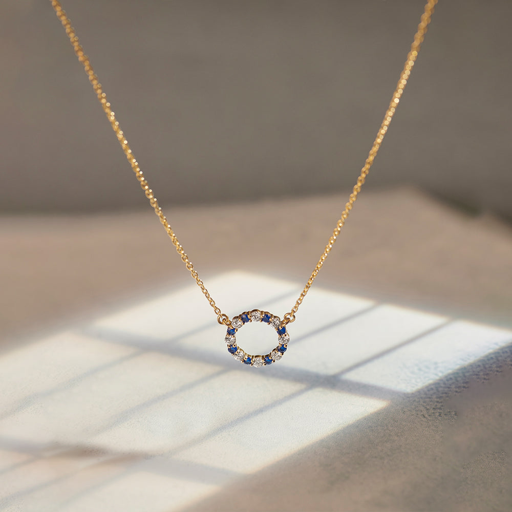 Round Diamond Necklace, 14K Gold Vermeil, 1/4 ct Lab Grown Diamond-1