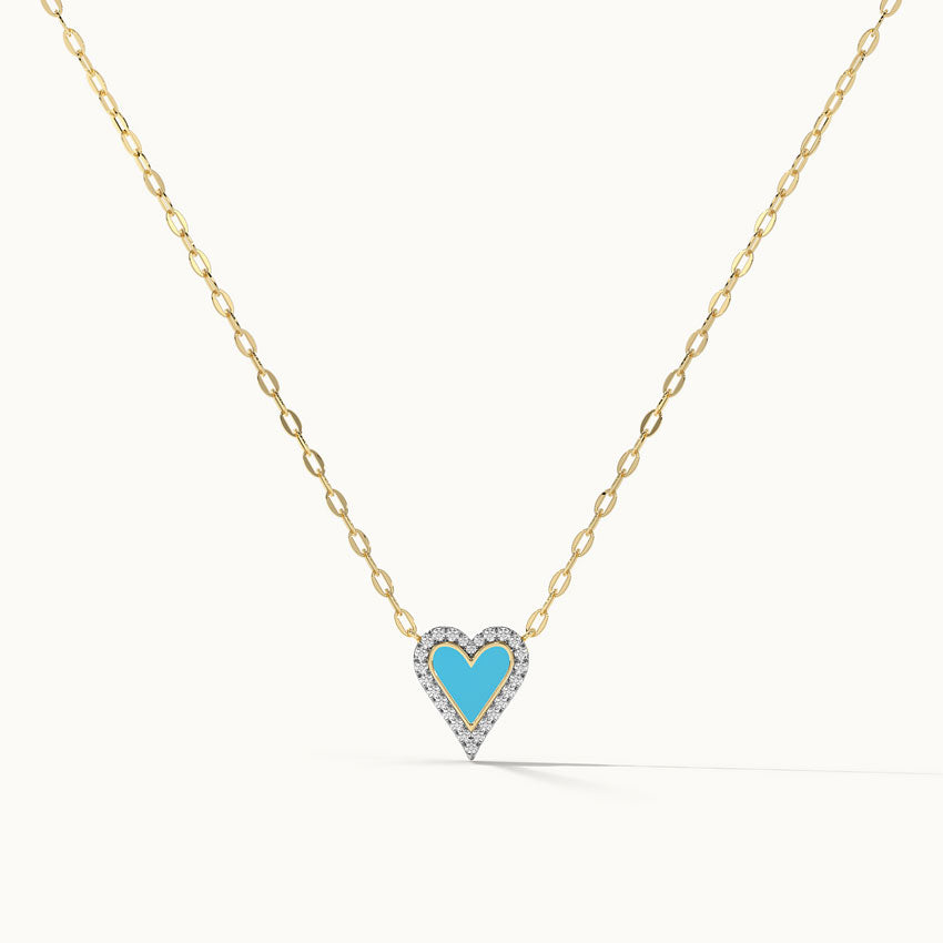 Turquoise Heart Diamond Necklace