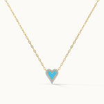 Turquoise Heart Diamond Necklace, 14K Gold Vermeil, 1/4 ct Lab Grown Diamond-3