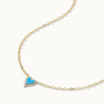 Turquoise Heart Diamond Necklace, 14K Gold Vermeil, 1/4 ct Lab Grown Diamond-5