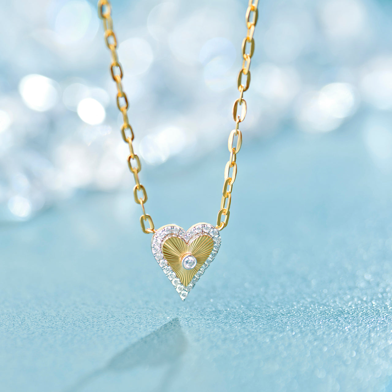 Sun Kissed Heart Diamond Necklace, 14K Gold Vermeil, 1/4 ct Lab Grown Diamond-1