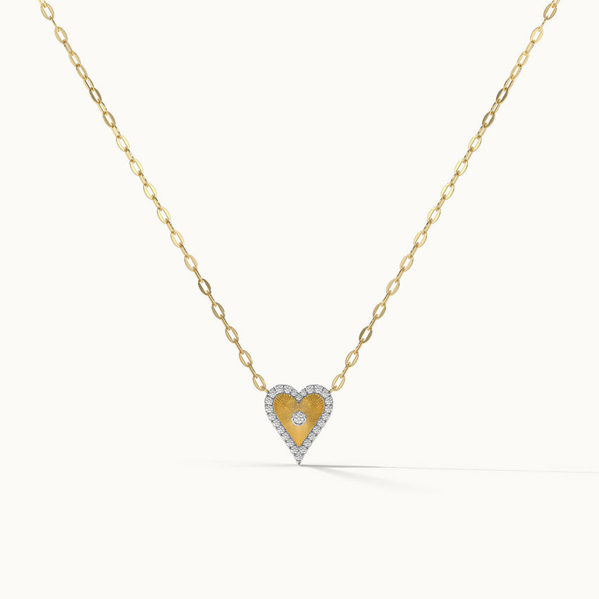 Sun Kissed Heart Diamond Necklace, 14K Solid Gold, 1/4 ct Lab Grown Diamond-3