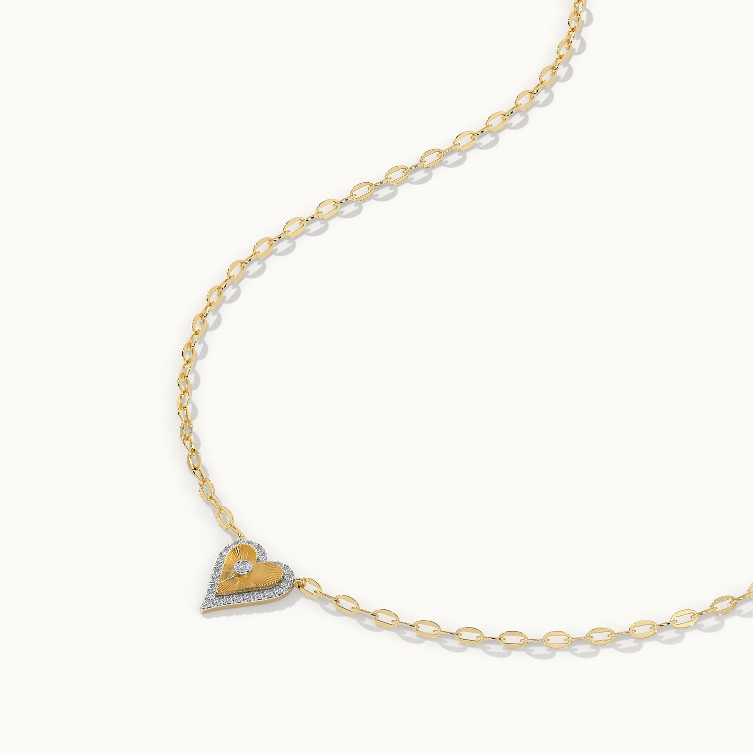 Sun Kissed Heart Diamond Necklace, 14K Solid Gold, 1/4 ct Lab Grown Diamond-5
