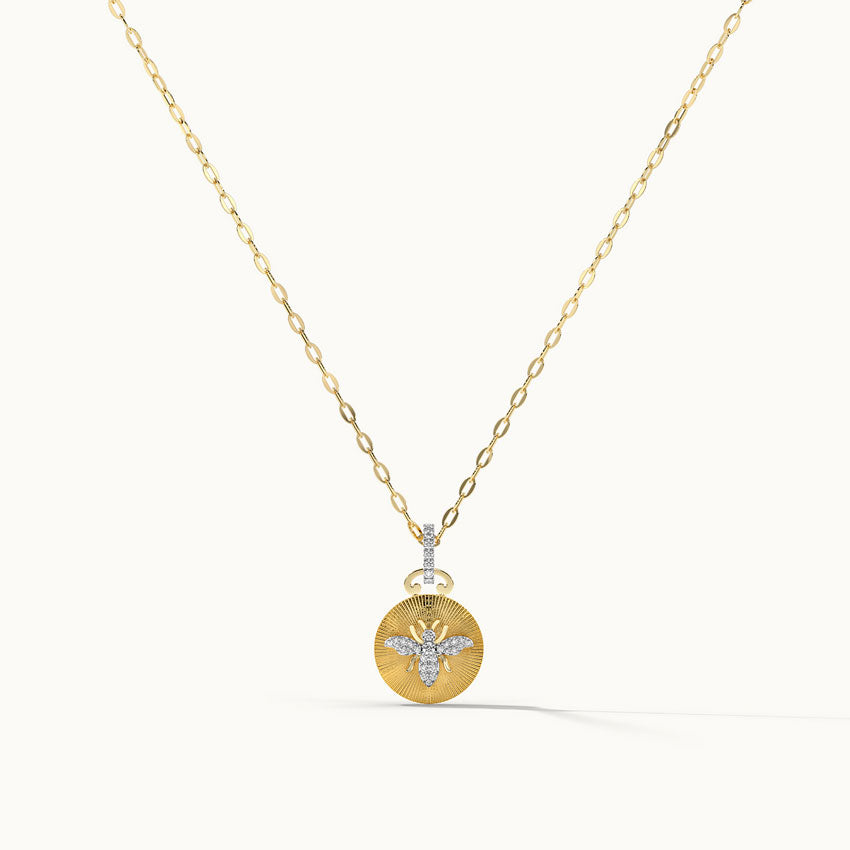 Circlet Bee Buzz Diamond Necklace, 14K Solid Gold, 1/5 ct Lab Grown Diamond-3