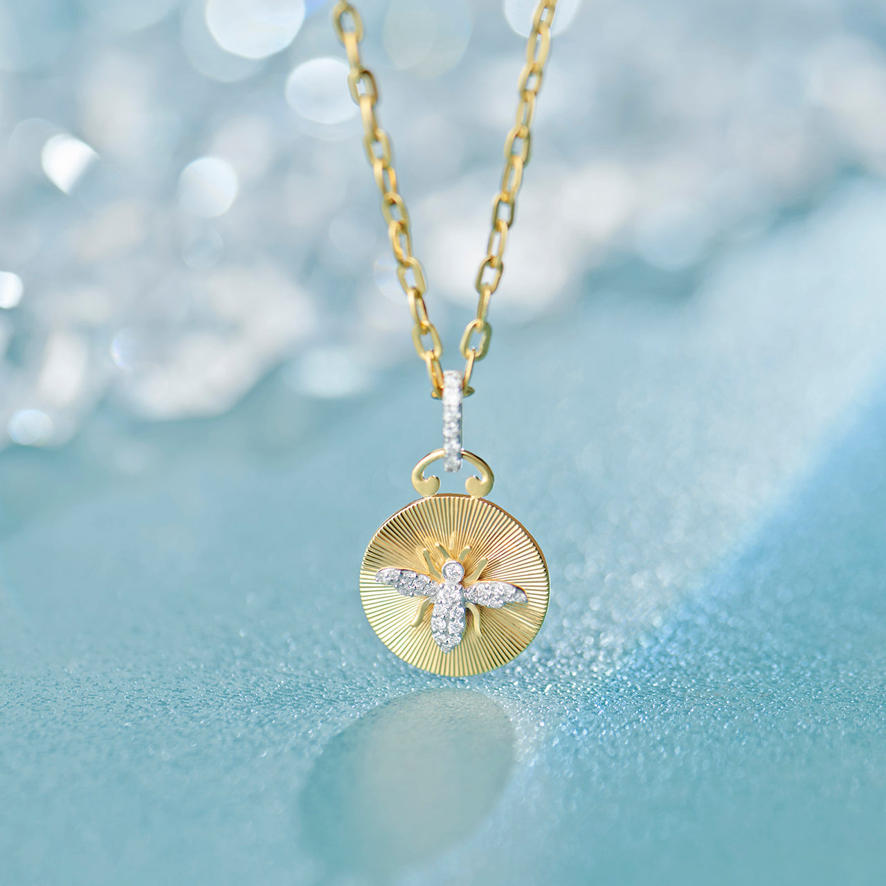 Circlet Bee Buzz Diamond Necklace, 14K Solid Gold, 1/5 ct Lab Grown Diamond-1