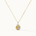 Sun Disc Diamond Necklace, 14K Solid Gold, 1/3 ct Lab Grown Diamond-3