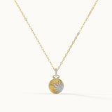 Sun Disc Diamond Necklace, 14K Solid Gold, 1/3 ct Lab Grown Diamond-3