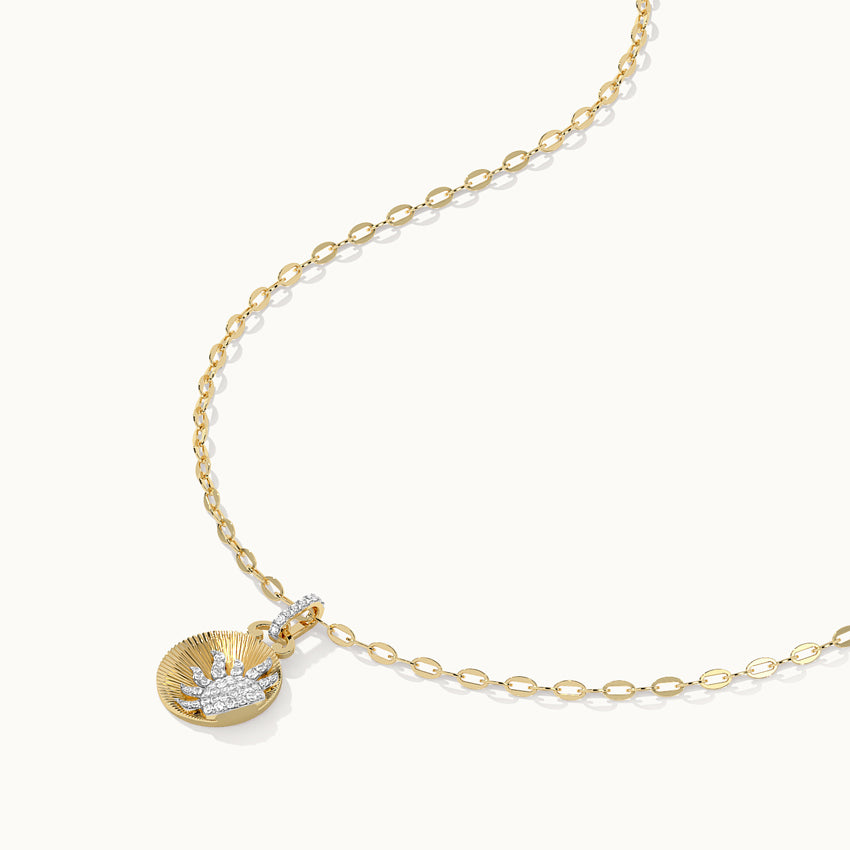 Sun Disc Diamond Necklace, 14K Solid Gold, 1/3 ct Lab Grown Diamond-7