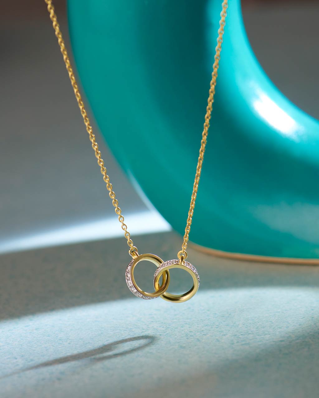 Interlocked Circle Diamond Necklace, 14K Gold Vermeil, 1/3 ct Lab Grown Diamond-6