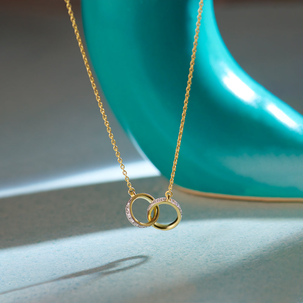 Interlocked Circle Diamond Necklace, 14K Solid Gold, 1/3 ct Lab Grown Diamond-1