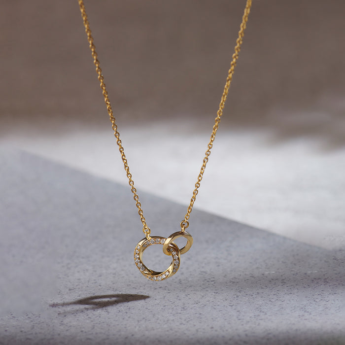 Twisted Interlocked Diamond Necklace, 14K Gold Vermeil, 1/10 ct Lab Grown Diamond-1