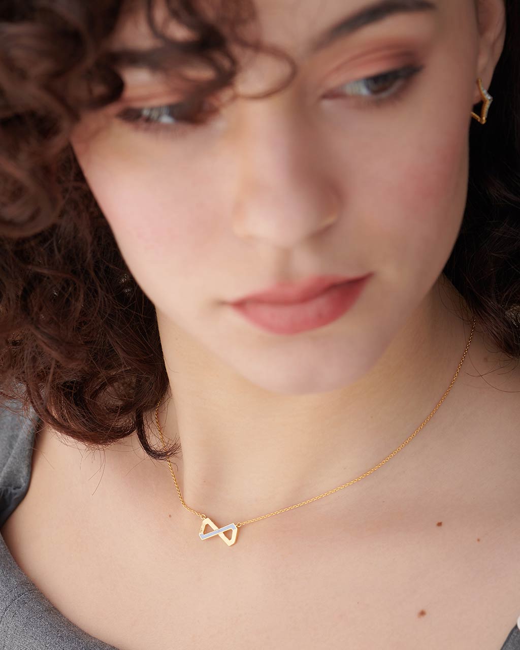 Geometric Infinity Necklace, 14K Solid Gold-5