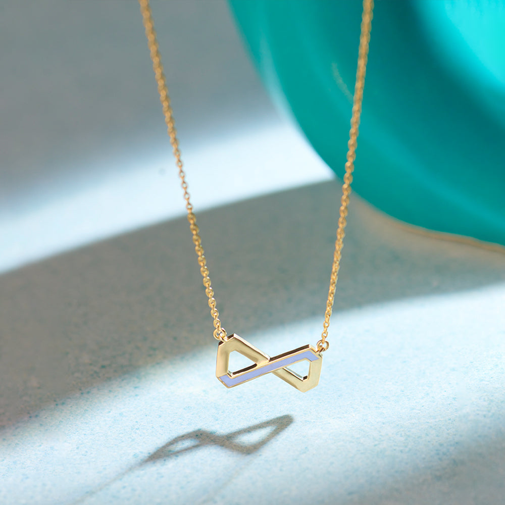 Geometric Infinity Necklace, 14K Solid Gold-1