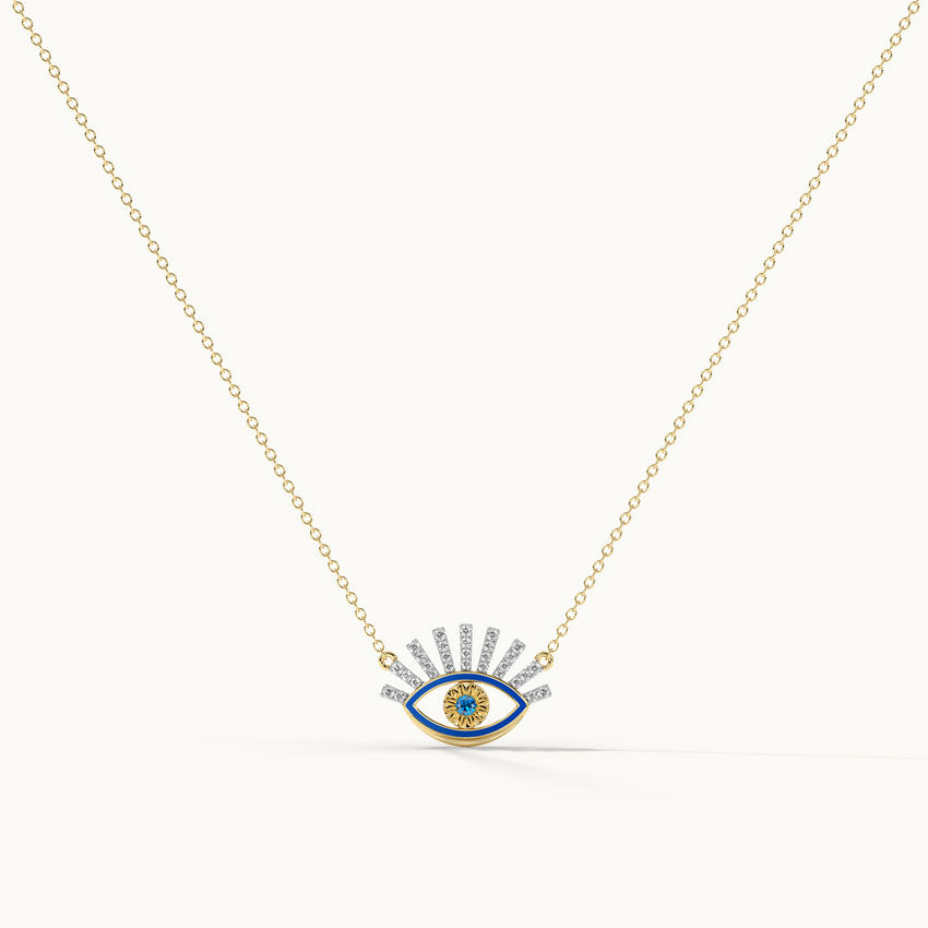 Large Evil Eye Diamond Necklace