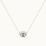 Large Evil Eye Diamond Necklace, 14K Gold Vermeil, 1/5 ct Lab Grown Diamond-3