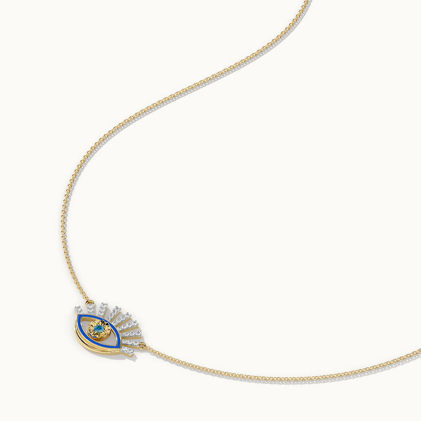 Large Evil Eye Diamond Necklace, 14K Gold Vermeil, 1/5 ct Lab Grown Diamond-6
