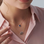 Large Evil Eye Diamond Necklace, 14K Gold Vermeil, 1/5 ct Lab Grown Diamond-5