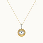Round Evil Eye Diamond Necklace, 14K Solid Gold, 1/6 ct Lab Grown Diamond-3