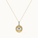Round Evil Eye Diamond Necklace, 14K Solid Gold, 1/6 ct Lab Grown Diamond-3