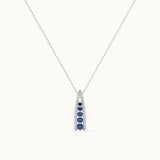 Created Sapphire Wishbone Necklace, 14K Solid Gold, 1/5 ct Lab Grown Diamond-3