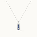 Created Sapphire Wishbone Necklace, Sterling Silver, 1/5 ct Lab Grown Diamond-3