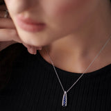 Created Sapphire Wishbone Necklace, Sterling Silver, 1/5 ct Lab Grown Diamond-2