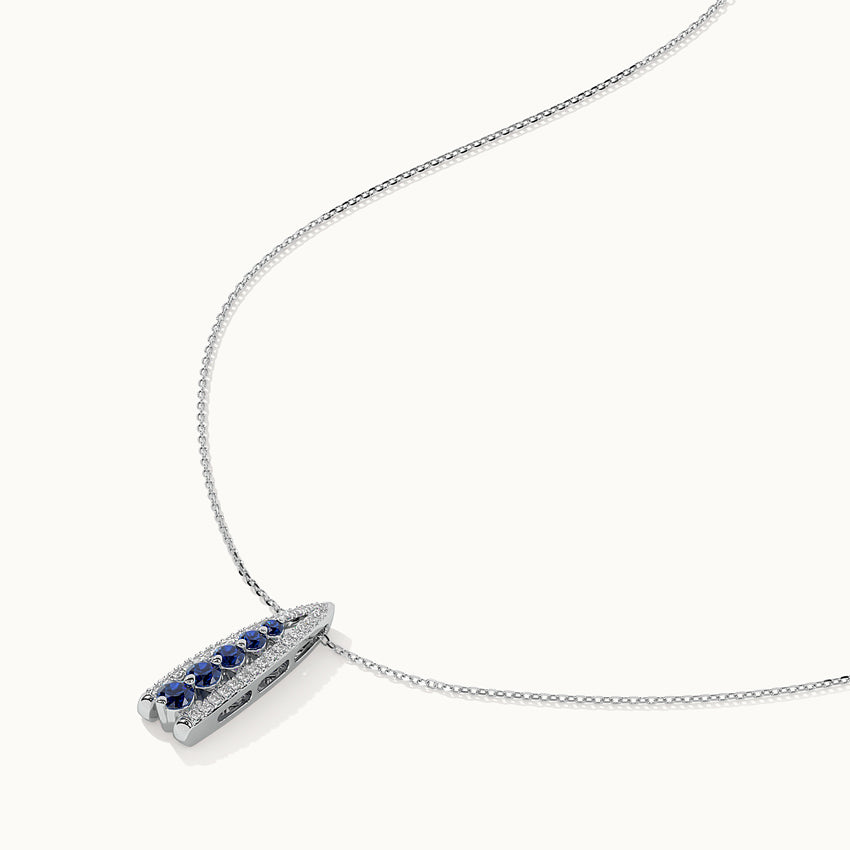 Created Sapphire Wishbone Necklace, 14K Solid Gold, 1/5 ct Lab Grown Diamond-7