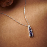 Created Sapphire Wishbone Necklace, Sterling Silver, 1/5 ct Lab Grown Diamond-1