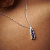 Created Sapphire Wishbone Necklace, 14K Solid Gold, 1/5 ct Lab Grown Diamond-1