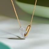 Interlocked Paperclip Diamond Necklace, 14K Solid Gold, 1/3 ct Lab Grown Diamond-1