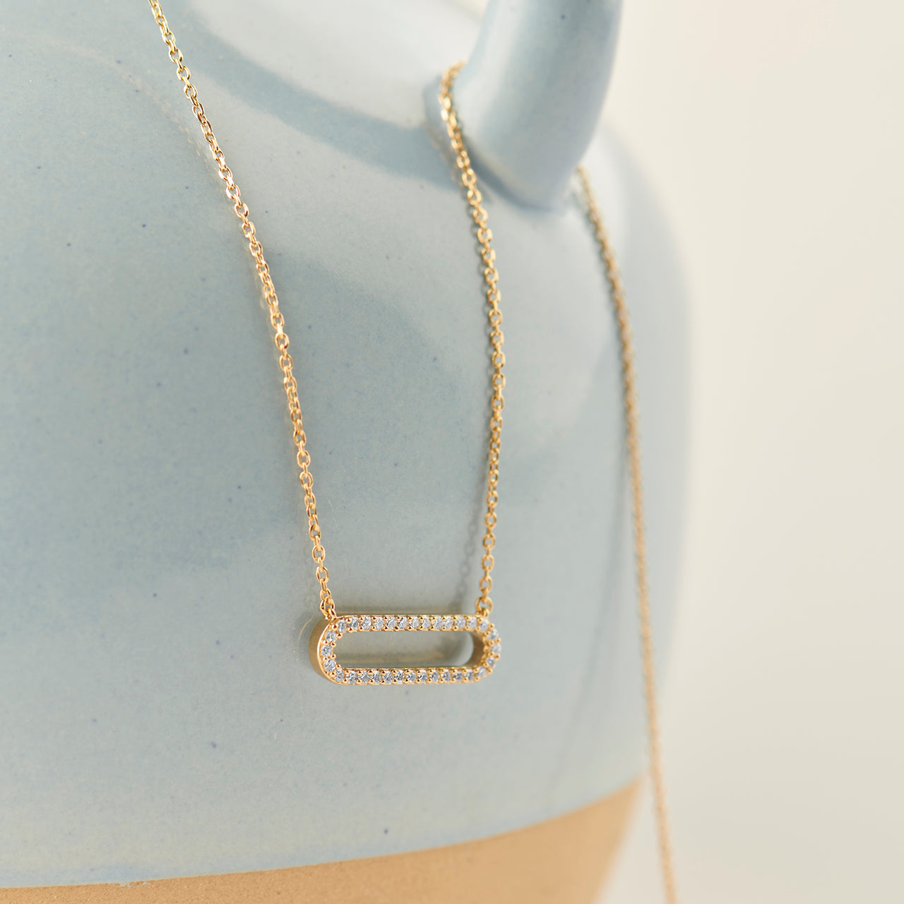 Paperclip Diamond Necklace, 14K Solid Gold, 1/5 ct Lab Grown Diamond-1