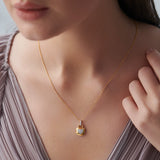 Heart Lock Cluster Diamond Necklace, 14K Solid Gold, 1/6 ct Lab Grown Diamond-5