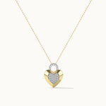 Heart Lock Cluster Diamond Necklace, 14K Gold Vermeil, 1/6 ct Lab Grown Diamond-3