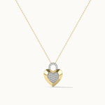 Heart Lock Cluster Diamond Necklace, 14K Solid Gold, 1/6 ct Lab Grown Diamond-3