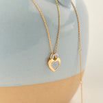 Heart Lock Cluster Diamond Necklace, 14K Solid Gold, 1/6 ct Lab Grown Diamond-1