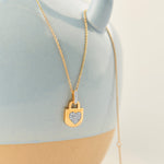 Lock Your Heart Diamond Necklace, 14K Solid Gold, 1/6 ct Lab Grown Diamond-1