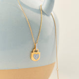 Lock Your Heart Diamond Necklace, 14K Solid Gold, 1/6 ct Lab Grown Diamond-1