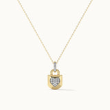 Lock Your Heart Diamond Necklace, 14K Solid Gold, 1/6 ct Lab Grown Diamond-3