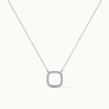 Hollow Cushion Diamond Necklace, Sterling Silver, 1/6 ct Lab Grown Diamond-3