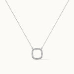 Hollow Cushion Diamond Necklace, 14K Solid Gold, 1/6 ct Lab Grown Diamond-3