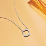 Hollow Cushion Diamond Necklace, Sterling Silver, 1/6 ct Lab Grown Diamond-1