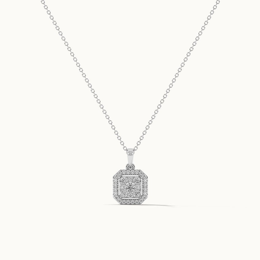 Octa Cluster Diamond Necklace,Sterling Silver,1/3 ct Lab Grown Diamond-3