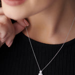Rectangular Drop Necklace, Sterling Silver, 3/8 ct Lab Grown Diamond-2