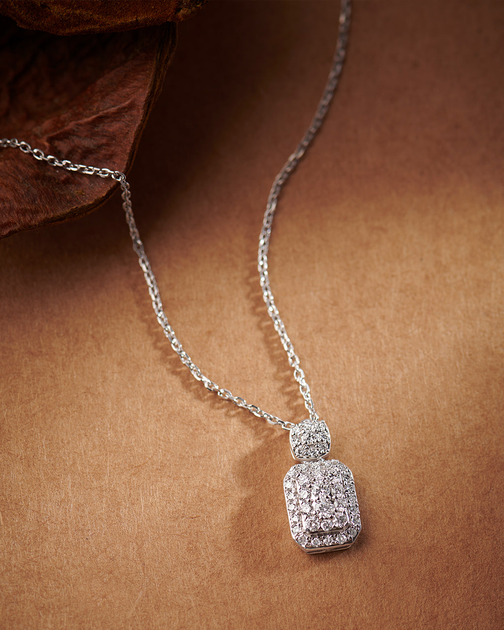 Rectangular Drop Necklace, Sterling Silver, 3/8 ct Lab Grown Diamond-5