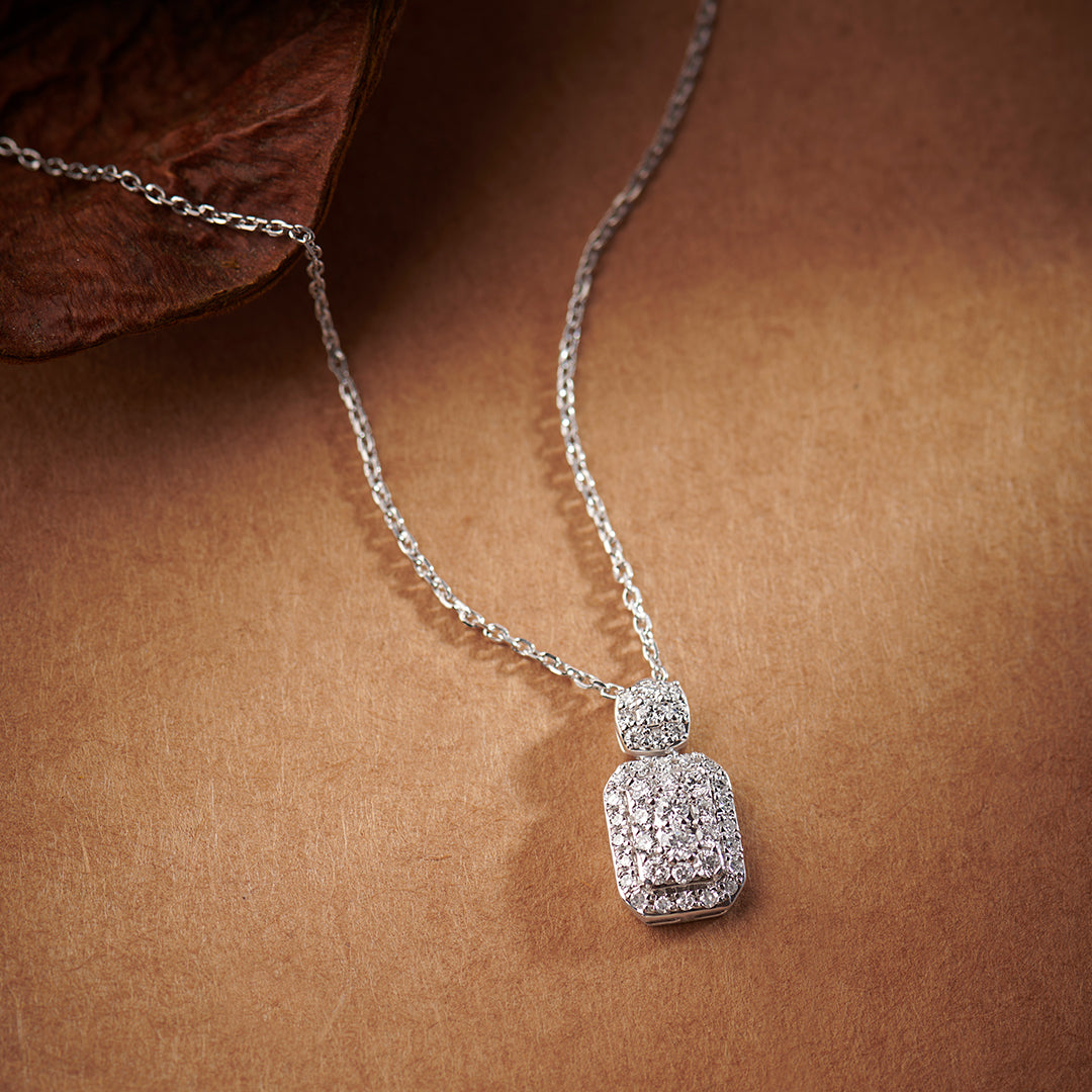 Rectangular Drop Necklace, Sterling Silver, 3/8 ct Lab Grown Diamond-1