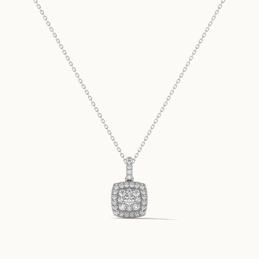 Cushion Pave Diamond Necklace, 14K Solid Gold, 3/8 ct Lab Grown Diamond-3