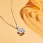 Cushion Pave Diamond Necklace, 14K Solid Gold, 3/8 ct Lab Grown Diamond-1