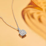 Cushion Pave Diamond Necklace, 14K Solid Gold, 3/8 ct Lab Grown Diamond-1