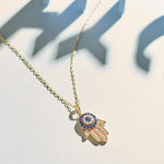 Hamsa Evil Eye Diamond Necklace,14K Gold Vermeil,1/6 ct Lab Made Diamond-6