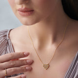 Pin Striped Heart Diamond Necklace, 14K Solid Gold, 1/5 ct Lab Grown Diamond-5